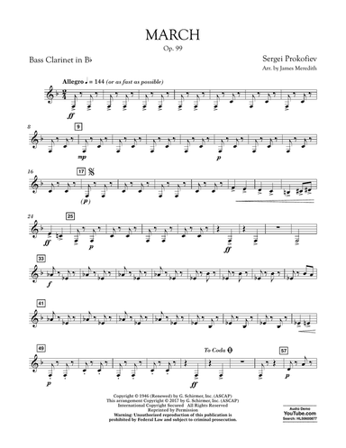 March, Op. 99 - Bb Bass Clarinet