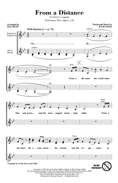 From A Distance (arr. Mac Huff)