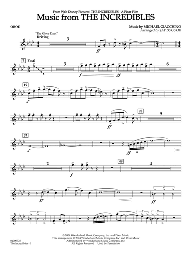 Music from The Incredibles (arr. Jay Bocook) - Oboe