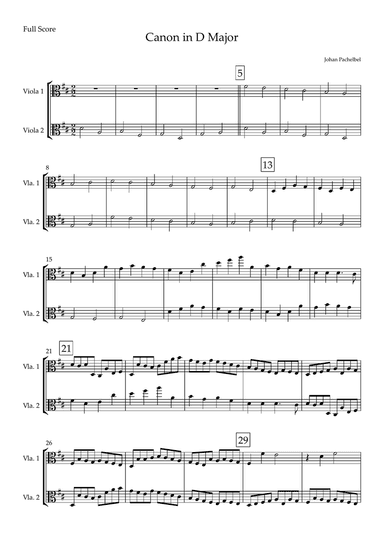 Canon in D Major (Johann Pachelbel) for Viola Duo