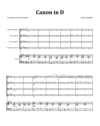 Canon by Pachelbel - Woodwind Quartet with Piano
