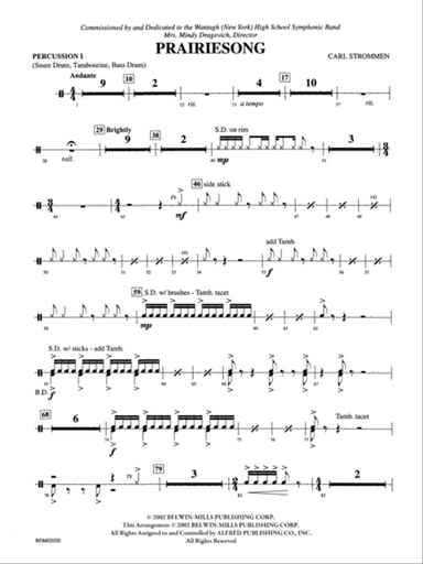 Prairiesong: 1st Percussion