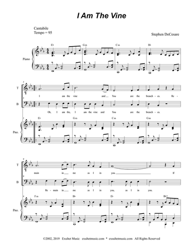 I Am The Vine (for 2-part choir - (TB)