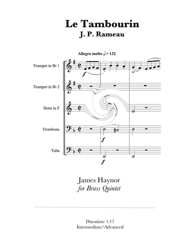 Le Tambourin for Brass Quintet