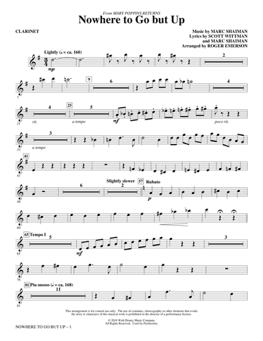 Nowhere to Go But Up (from Mary Poppins Returns) (arr. Roger Emerson) - Clarinet