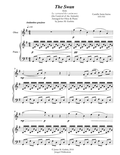 Saint-Saens: The Swan for Oboe & Piano