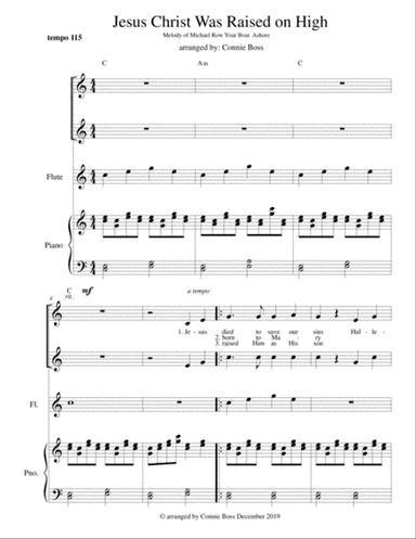 Jesus Christ Was Raised On High - flute, vocal duet and piano