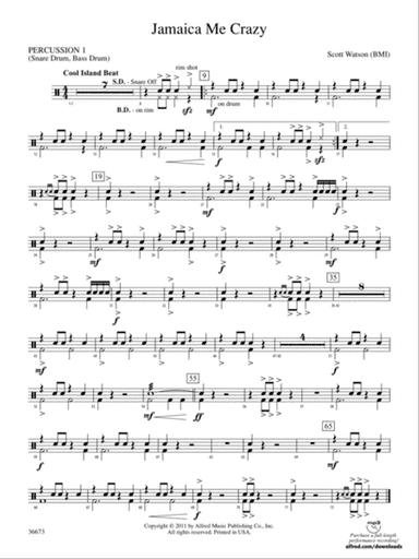 Jamaica Me Crazy: 1st Percussion