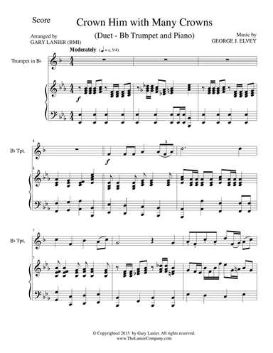 CROWN HIM WITH MANY CROWNS (Duet – Bb Trumpet and Piano/Score and Parts)