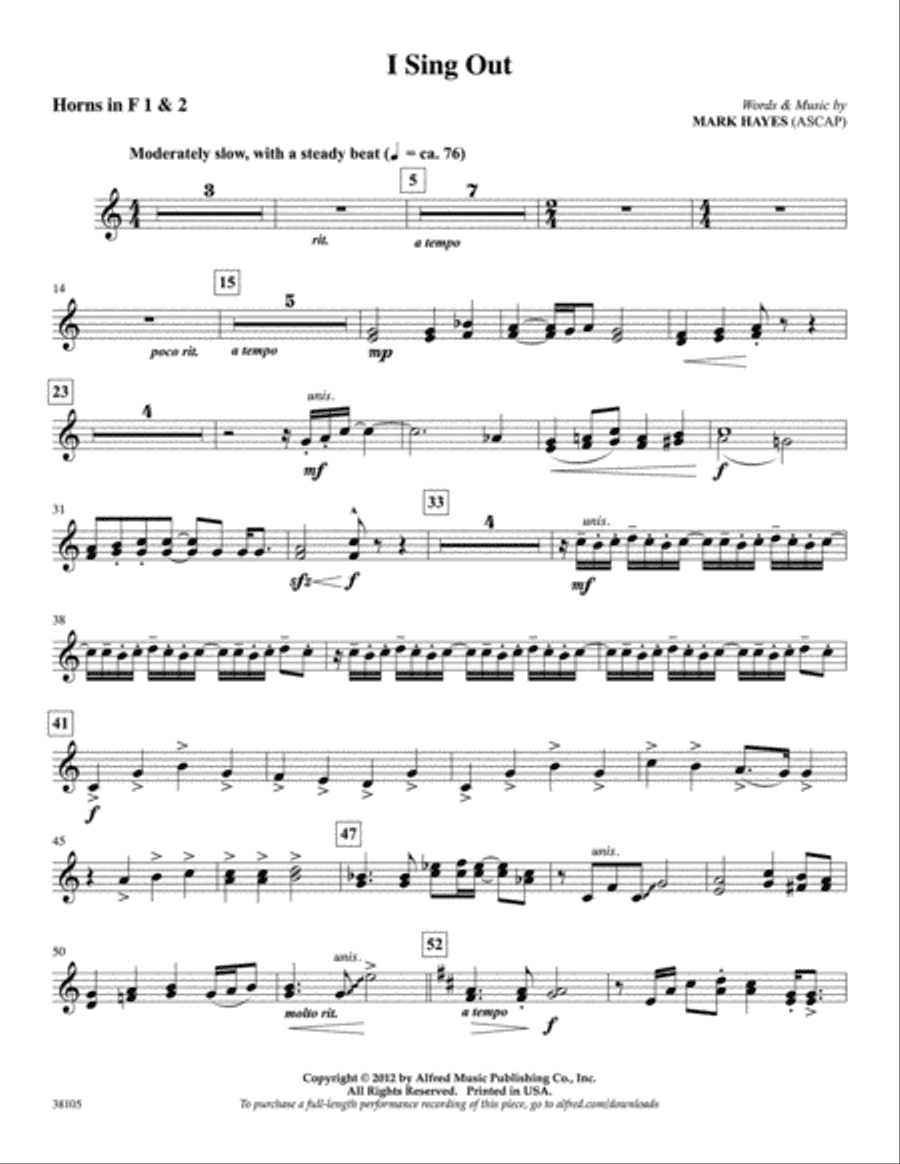 I Sing Out: 1st & 2nd F Horns