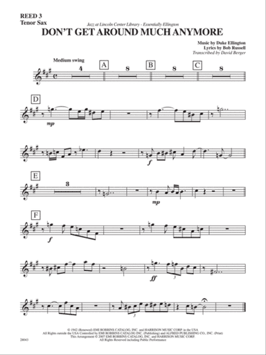 Don't Get Around Much Anymore: B-flat Tenor Saxophone