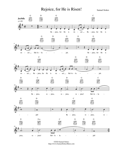 Rejoice, for He is Risen! - for unison children's choir and accompaniment instrument
