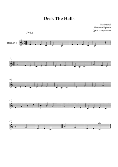 Deck The Halls For Horn in F