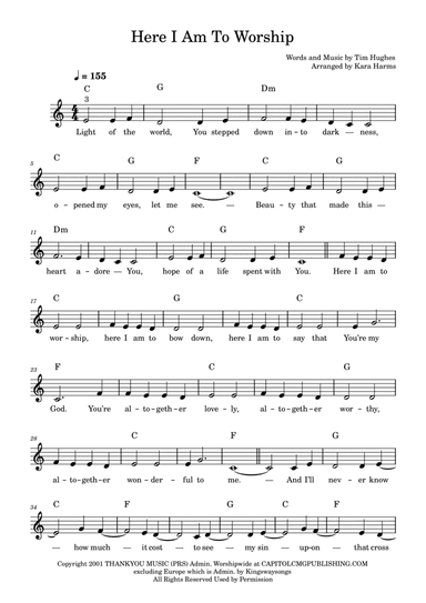 Here I Am To Worship (light Of The World)