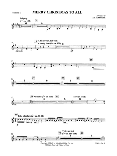 Merry Christmas to All (A Medley of Carols): 2nd B-flat Trumpet