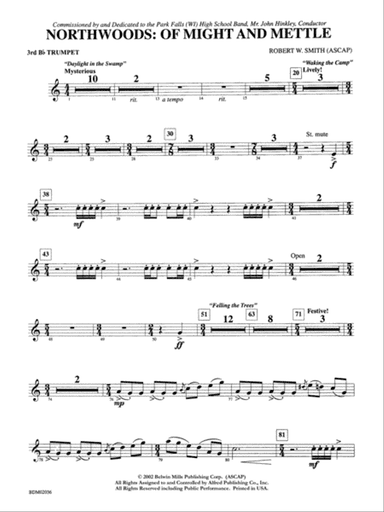 Northwoods: Of Might and Mettle: 3rd B-flat Trumpet