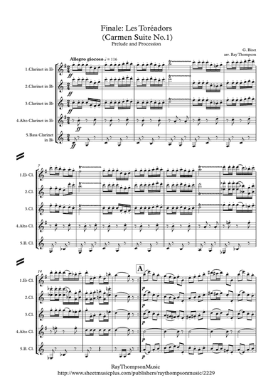Bizet: Finale: Les Toréadors (Carmen Suite No. 1) - clarinet quintet