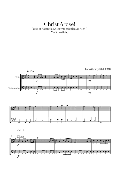 Robert Lowry - Christ Arose for Viola and Cello