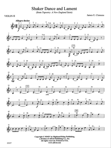 Shaker Dance and Lament: 2nd Violin