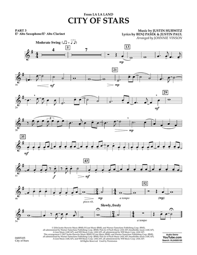 City of Stars (from La La Land) - Pt.3 - Eb Alto Sax/Alto Clar.