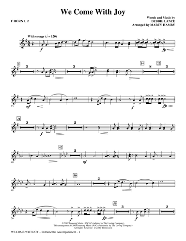 We Come with Joy (arr. Marty Hamby) - Horn 1 & 2