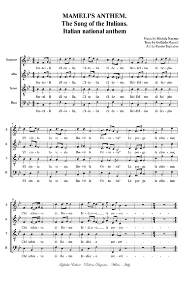 MAMELI'S ANTHEM. The Song of the Italians. Italian national anthem