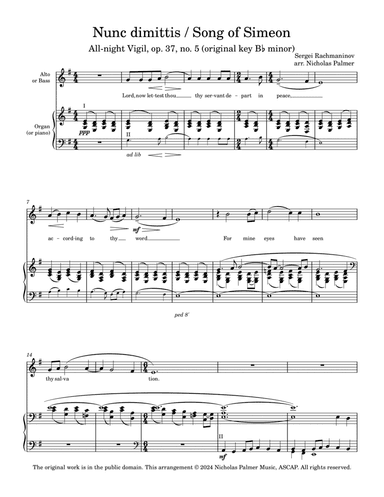Nunc dimittis / Song of Simeon (low key)