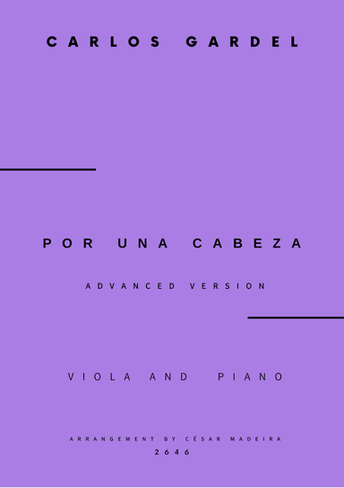 Por Una Cabeza - Viola and Piano - Advanced (Full Score and Parts)