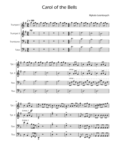 Carol of the Bells - Brass Quartet