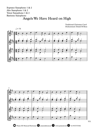 Angels We Have Heard on High - Gloria in Excelsi Deo - Christmas Carol - Saxophone Quartet