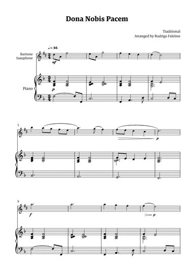 Dona Nobis Pacem - for baritone saxophone (with piano accompaniment)