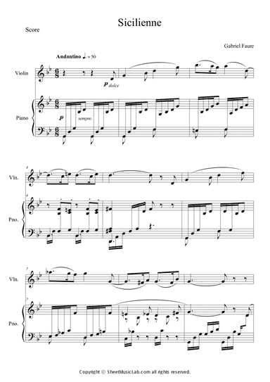 Sicilienne for Cello & Piano Op. 78