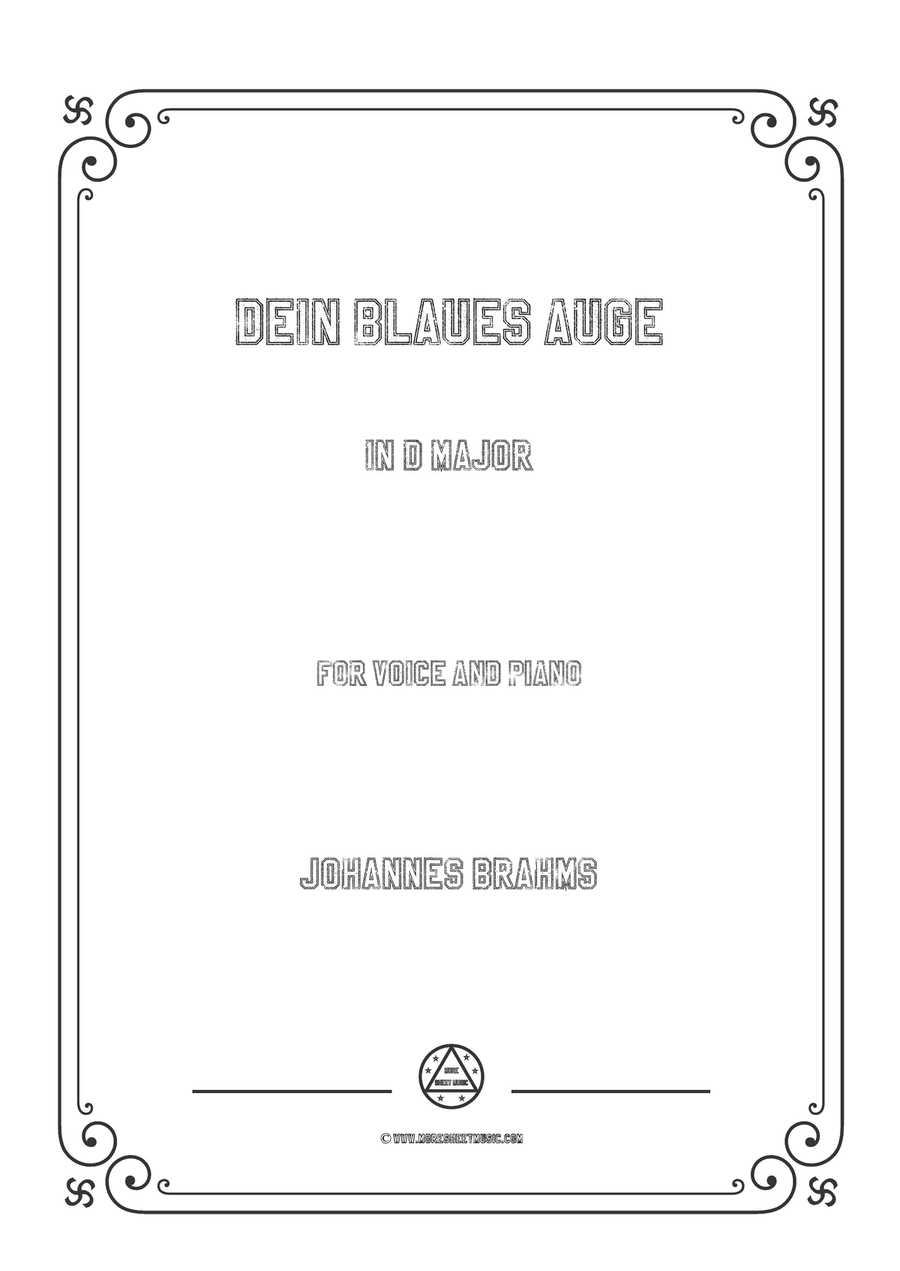 Brahms-Dein blaues Auge in D Major,for voice and piano