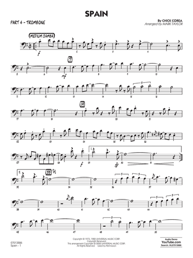 Spain (arr. Mark Taylor) - Part 4 - Trombone