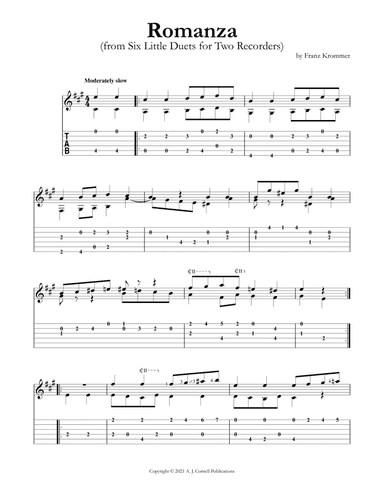 Romanza (from Six Little Duets for Two Recorders)