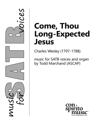 Come, Thou Long-Expected Jesus — SATB voices, organ