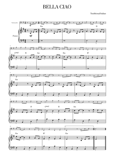 Bella Ciao for Cello and Piano