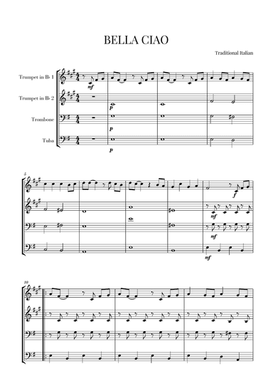 BELLA CIAO for Brass Quartet