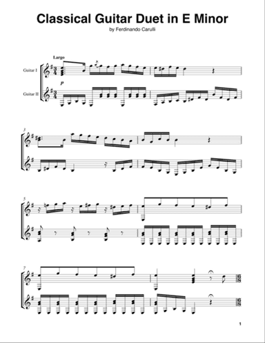 Classical Guitar Duet in E Minor