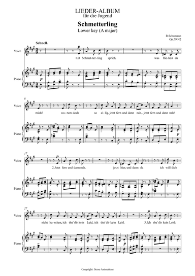 Schmetterling Op 79 N2 in A major (Lower key)