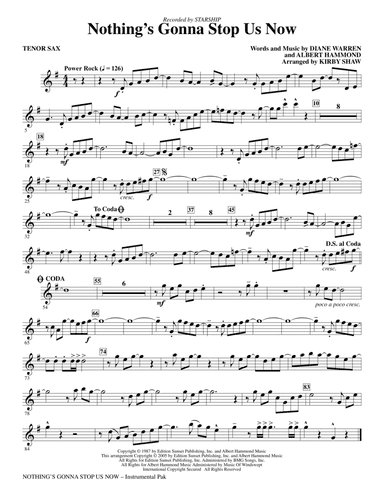 Nothing's Gonna Stop Us Now (arr. Kirby Shaw) - Tenor Sax