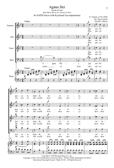 Agnus Dei: from "Missa Brevis St. Joannis de Deo"