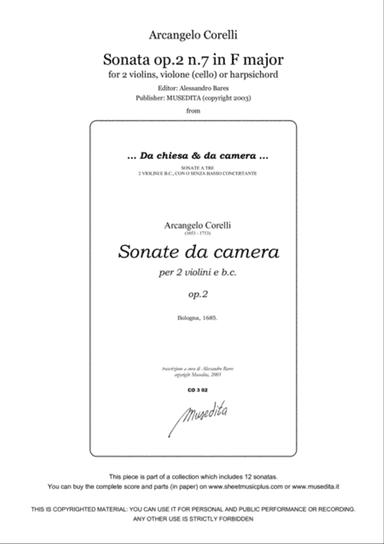 Corelli, Sonata op.2 n.7 in F major
