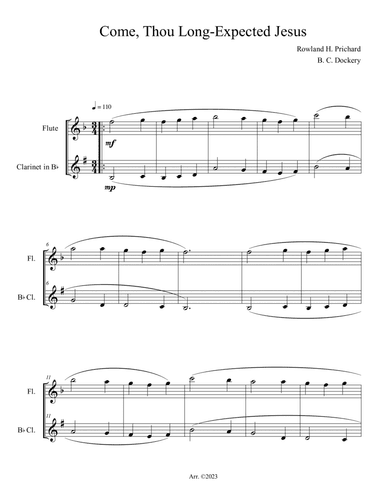 Come, Thou Long-Expected Jesus (Flute and Clarinet Duet)