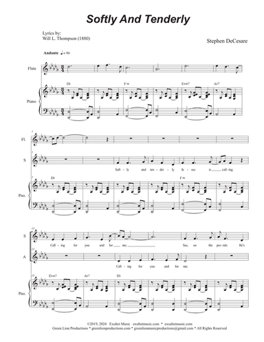Softly And Tenderly (2-part choir - (SA)