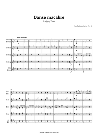 Danse Macabre by Camille Saint-Saens for Flute Quintet