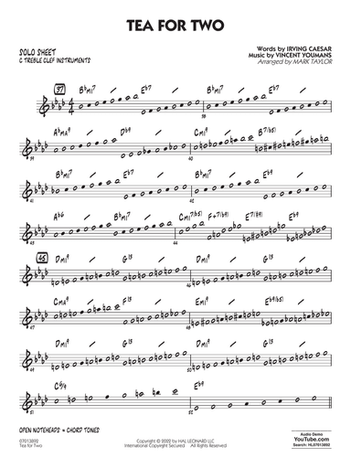 Tea for Two (arr. Mark Taylor) - C Solo Sheet