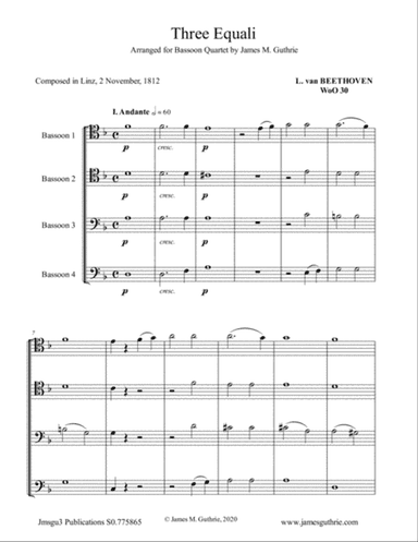 Beethoven: Three Equali WoO 30 for Bassoon Quartet