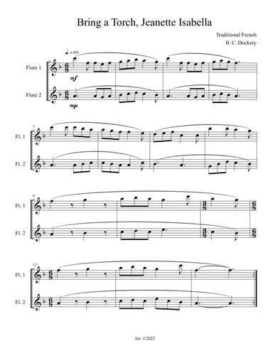 Bring a Torch, Jeanette Isabella (Flute Duet)