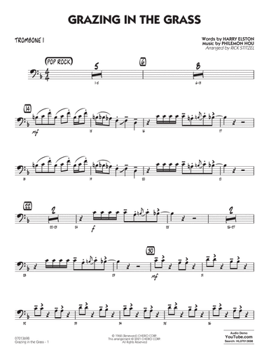Grazing in the Grass (arr. Rick Stitzel) - Trombone 1